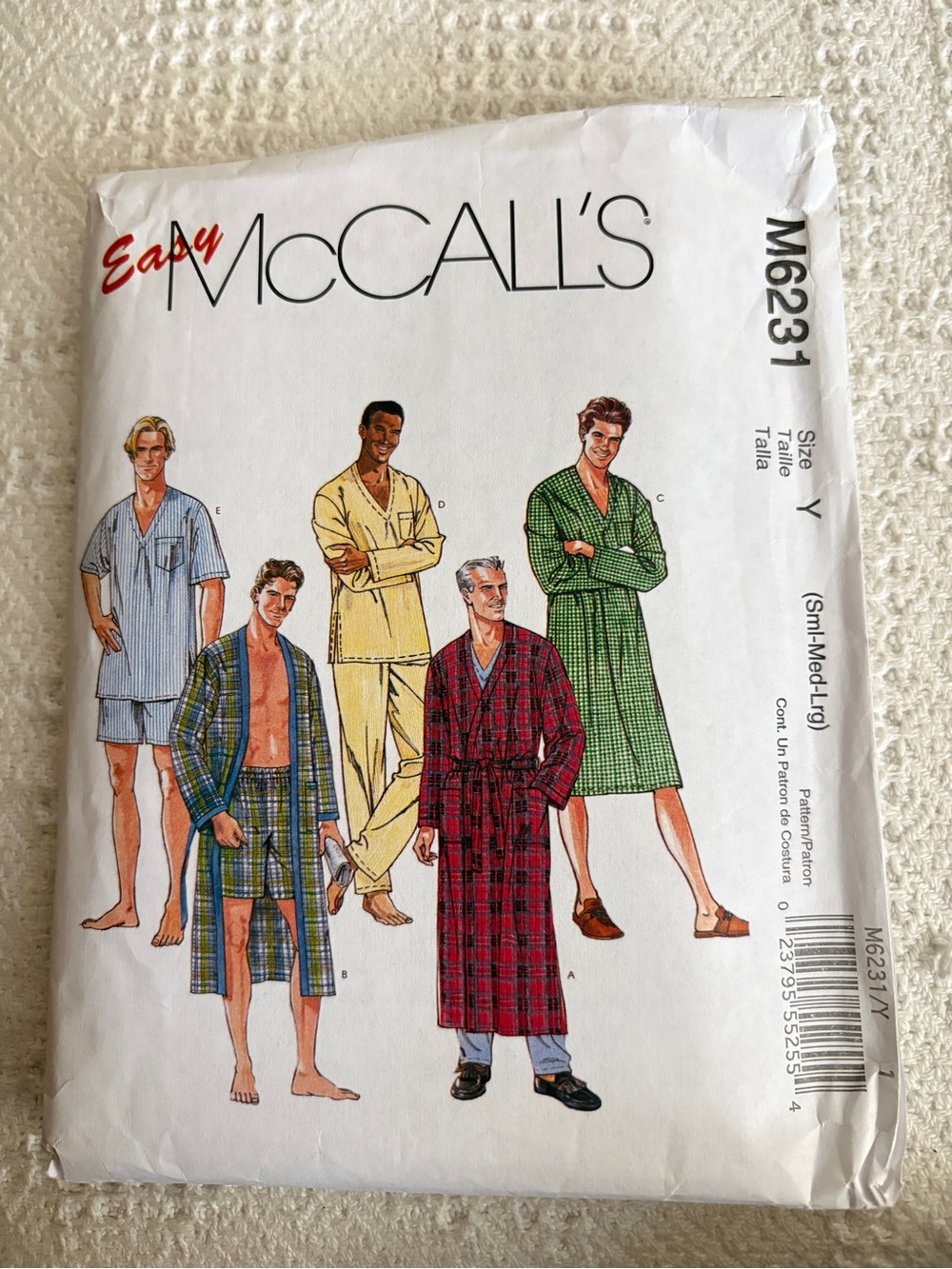 McCall’s Pattern M6231 Y for Men’ Sleepwear